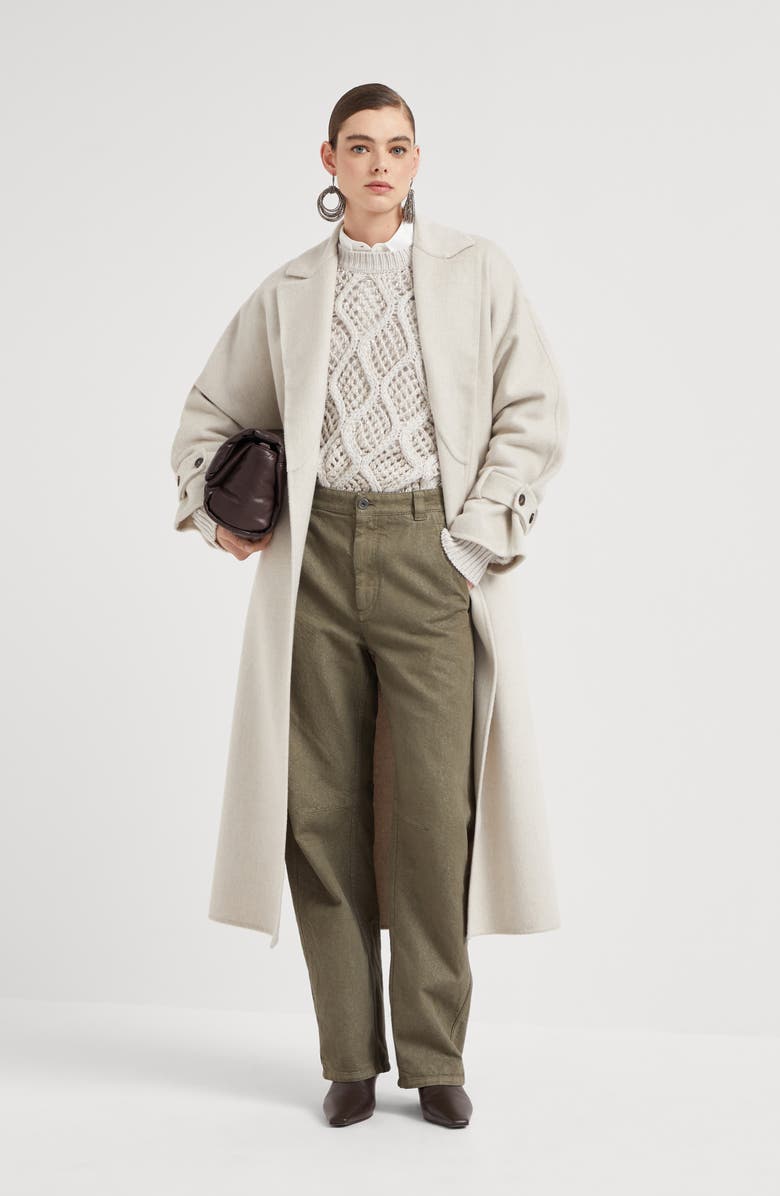 Brunello Cucinelli Dyed sparkling denim soft curved trousers, Alternate, color, 