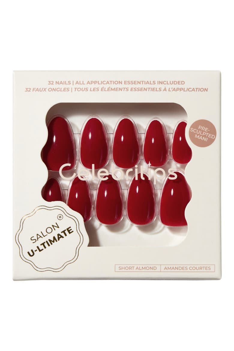 Salon U-ltimate Extra Short Almond Press-On Nails, Main, color, RED RED
