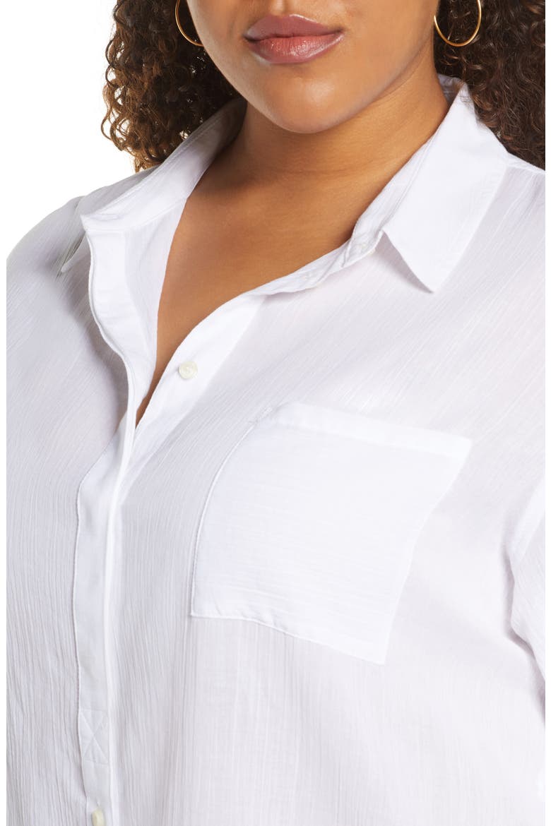 Gauzy Cotton Tunic Blouse, Alternate, color, WHITE