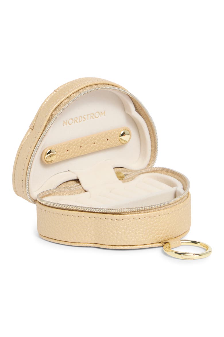 Croissant Faux Leather Jewelry Box, Alternate, color, GOLD METALLIC- GOLD