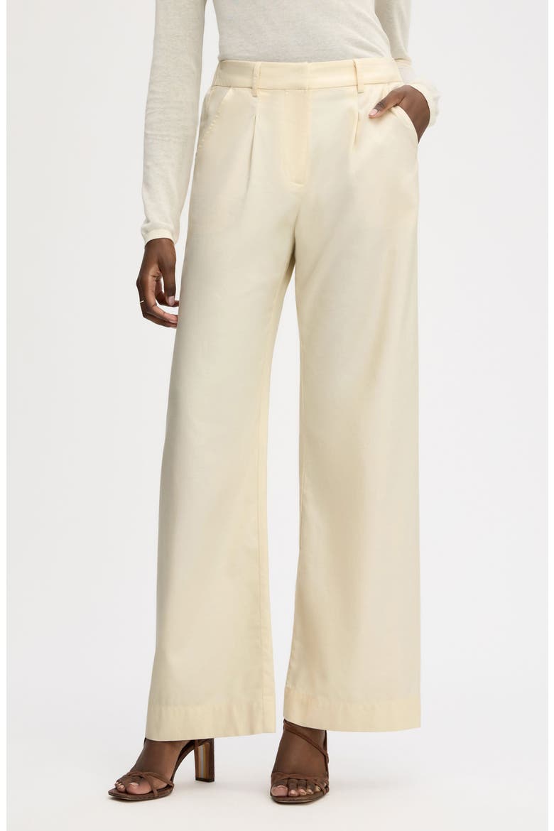 Relaxed Wide Leg Twill Pants, Main, color, ALMOND