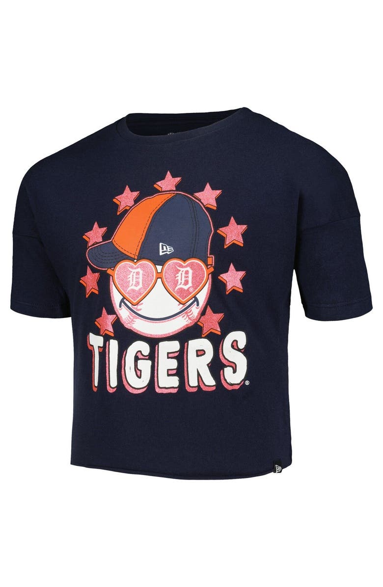 New Era Girls Youth New Era Navy Detroit Tigers Team Half Sleeve T-Shirt, Alternate, color, 