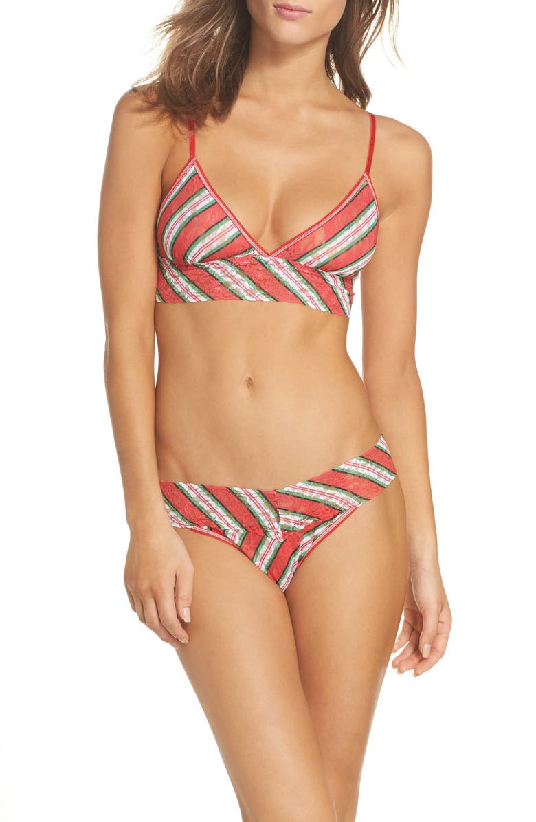 Hanky Panky It's A Wrap Triangle Bralette, Alternate, color, Red Multi