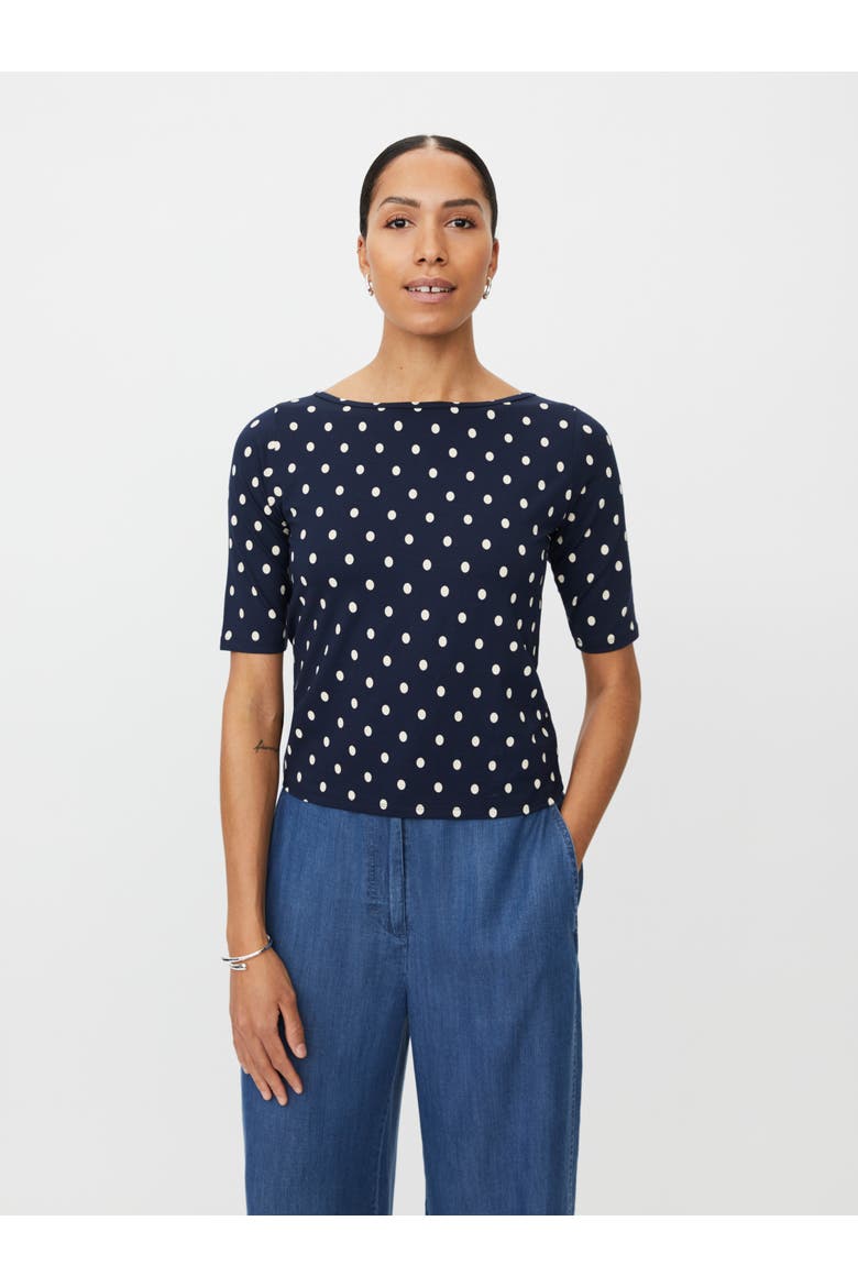 MaBavessa Polka Dot T-Shirt, Main, color, Navy Blazer