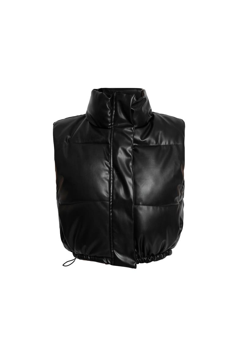 Riley Quilted Leather Vest, Main, color, Black