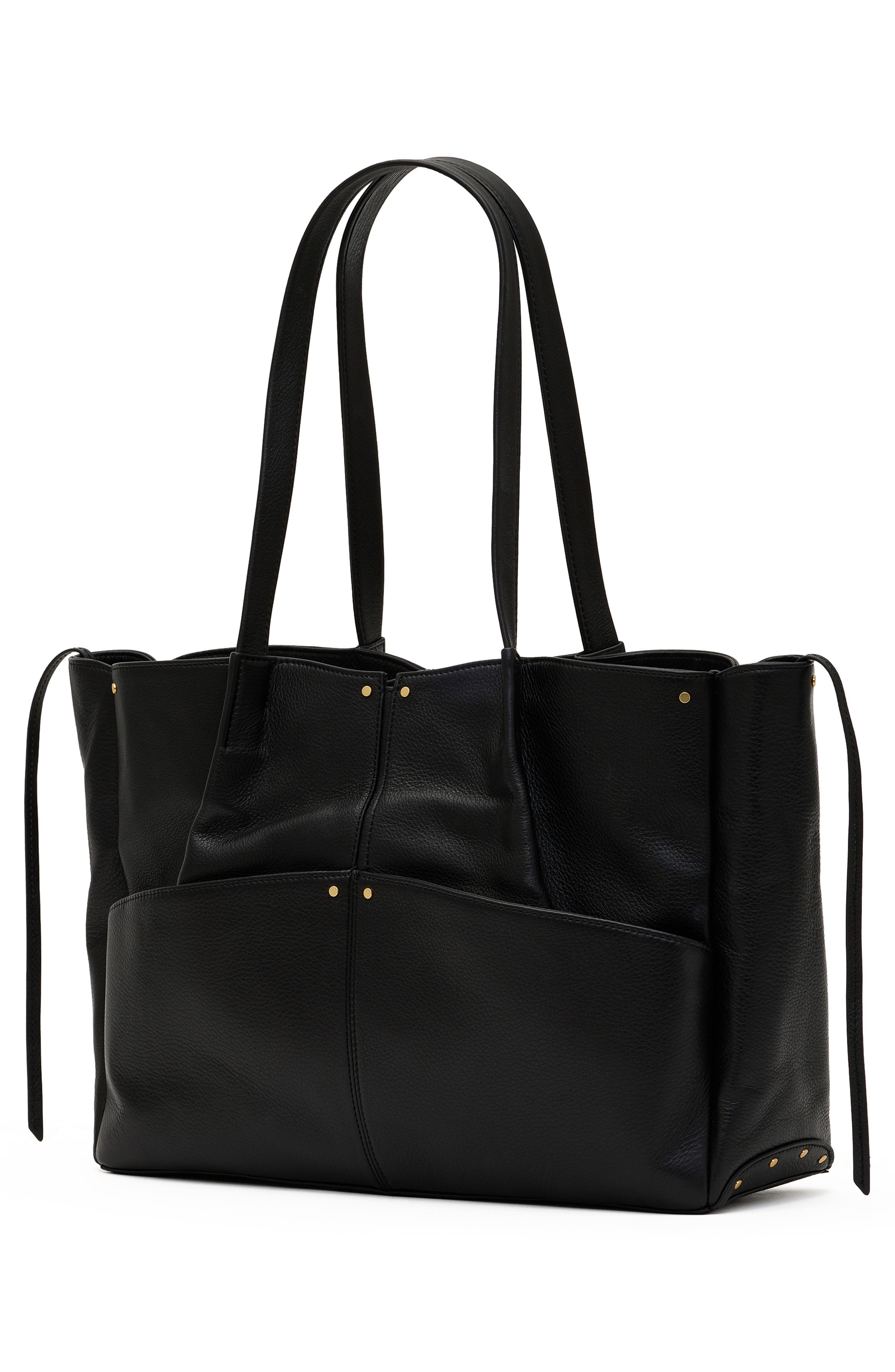 Meryl Leather Carryall Tote, Alternate, color, BLACK/BRUSHED GOLD