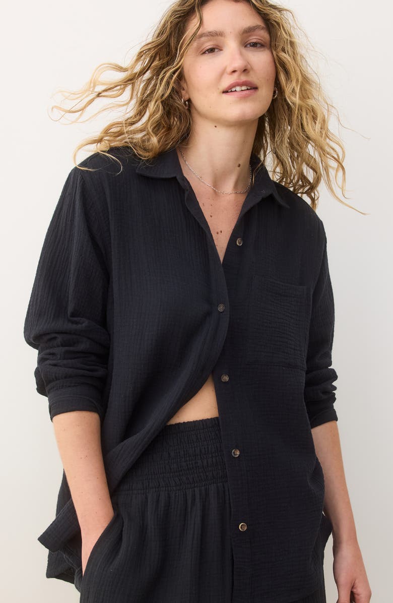 Marine Layer Jane Double Cloth Cotton Gauze Button-Up Shirt, Alternate, color, 