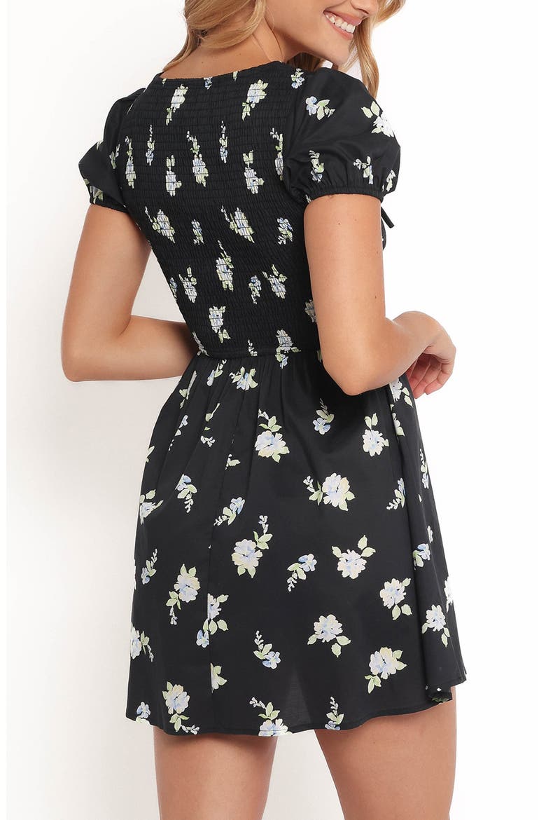 Winny Smocked Tie Front Minidress, Alternate, color, NAVY FLORAL