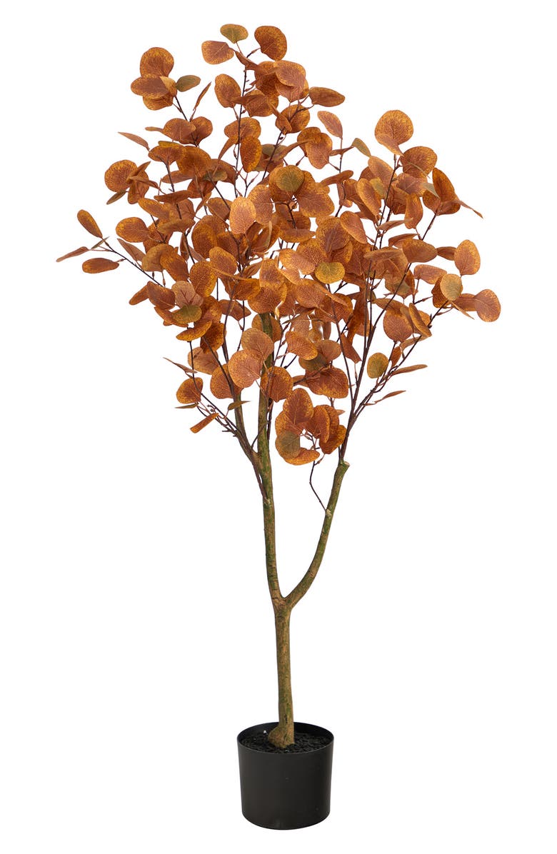 NEARLY NATURAL 4-Foot Autumn Eucalyptus Artificial Tree, Main, color, Orange