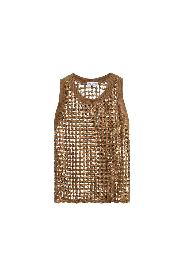 Dazzling Net Embroidery top, Alternate, color, Brown