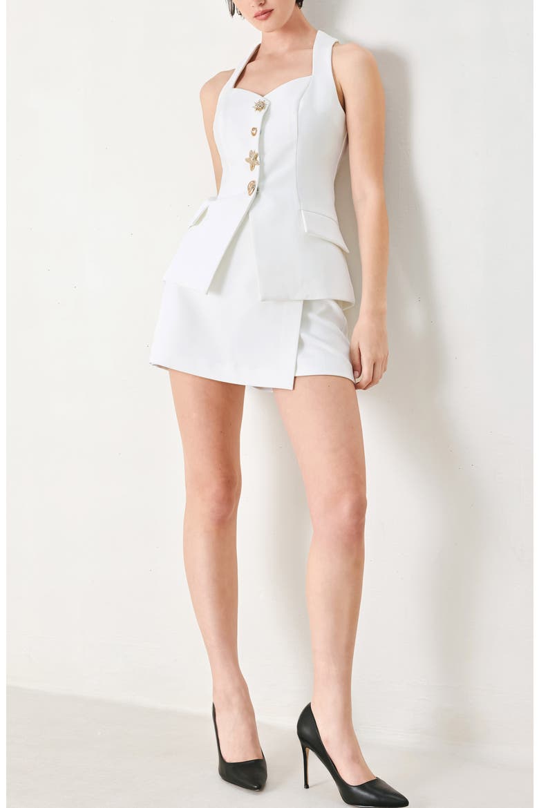 Solid Woven Skort, Alternate, color, WHITE