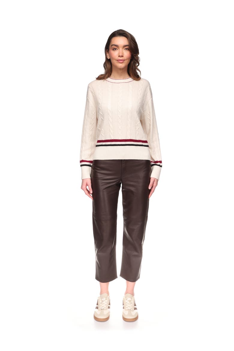 Varsity Crewneck Sweater, Alternate, color, Organic White