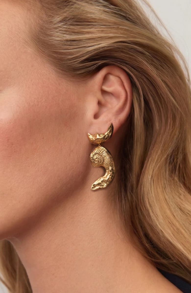 YOJ Vechi Shell Earrings in Gold, Alternate, color, Gold