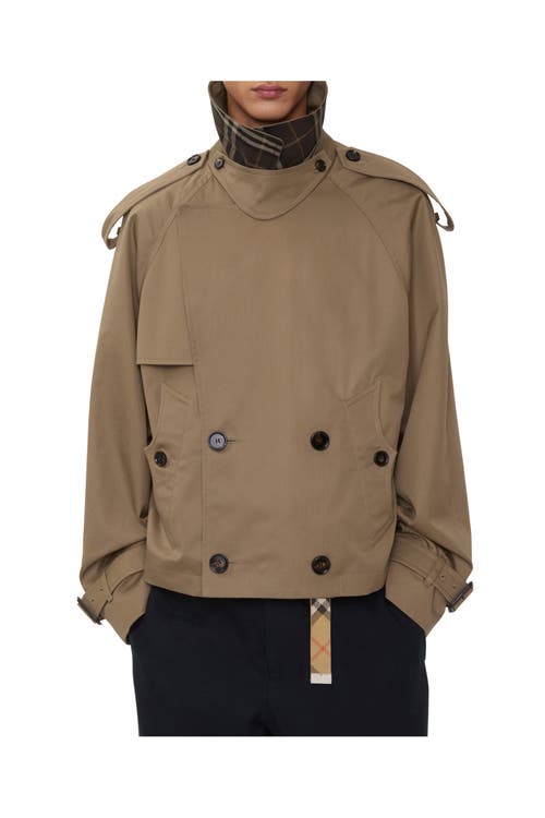 Burberry Men Brown Jacket With Lapels On The Front And Belts On The Cuffs In Cotton Man In Brown