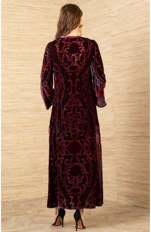 Hale Bob Emberlynn Velvet Dress In Burgundy