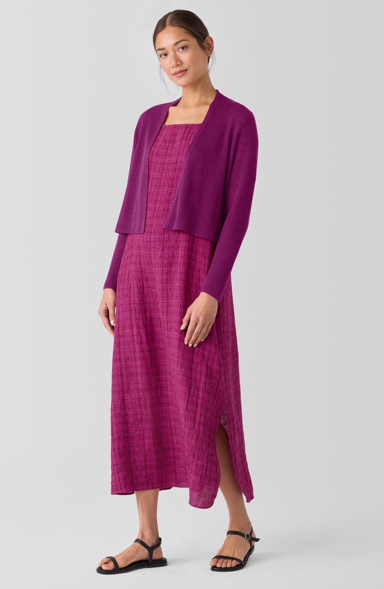 Eileen Fisher Organic Linen & Organic Cotton Cardigan, Alternate, color, Sangria