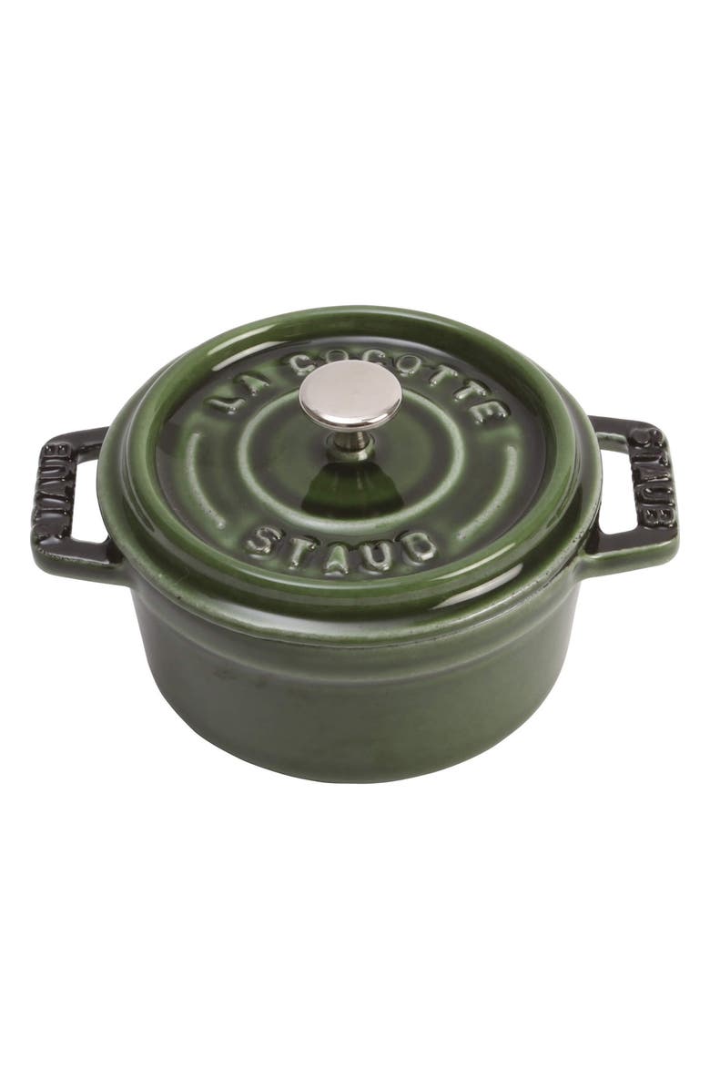 Staub Cast Iron 0.25-Quart Mini Enameled Cast Iron Dutch Oven, Main, color, Basil
