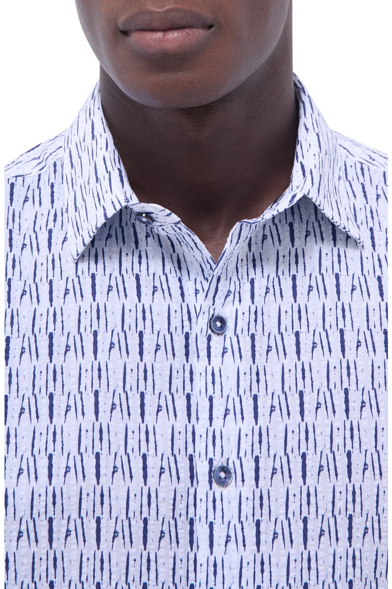 Orson Broken Stripe Short Sleeve Cotton Seersucker Button-Up Shirt, Alternate, color, SALT