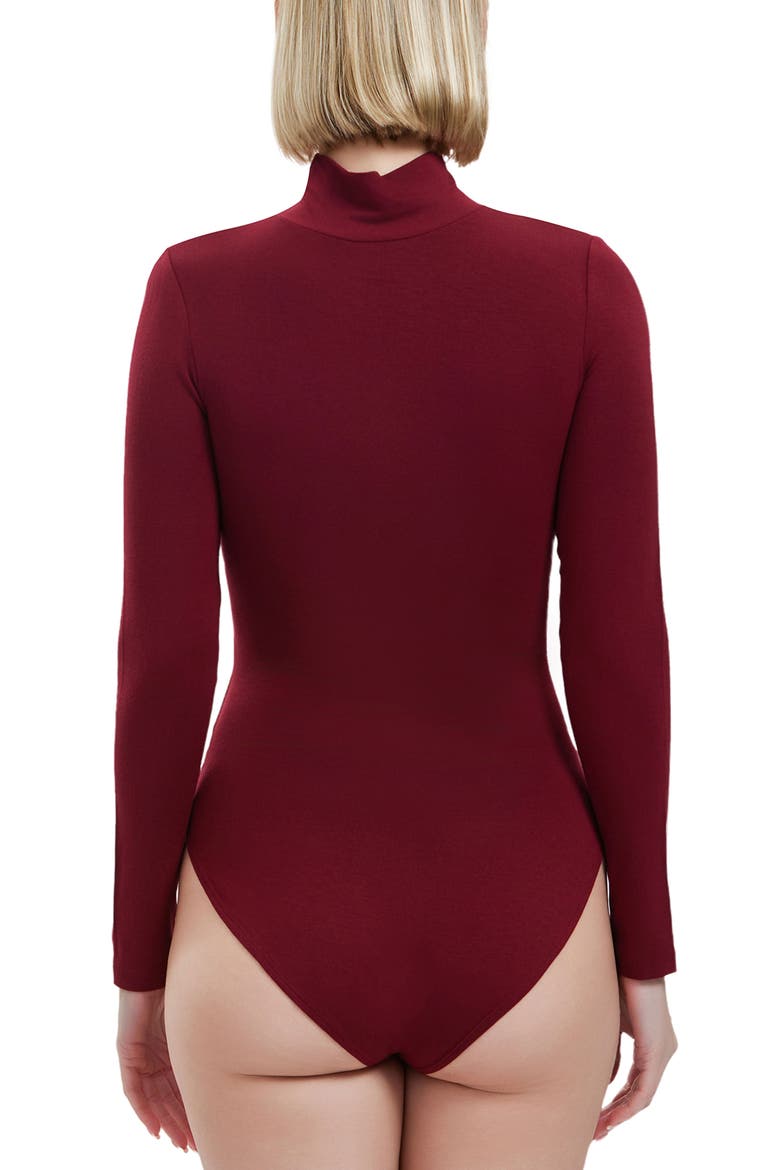 Women's Turtleneck Long Sleeve Bodysuit, Alternate, color, Garnet