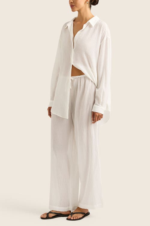 Hope And May Soli Cotton Wide Leg Drawstring Pant In White