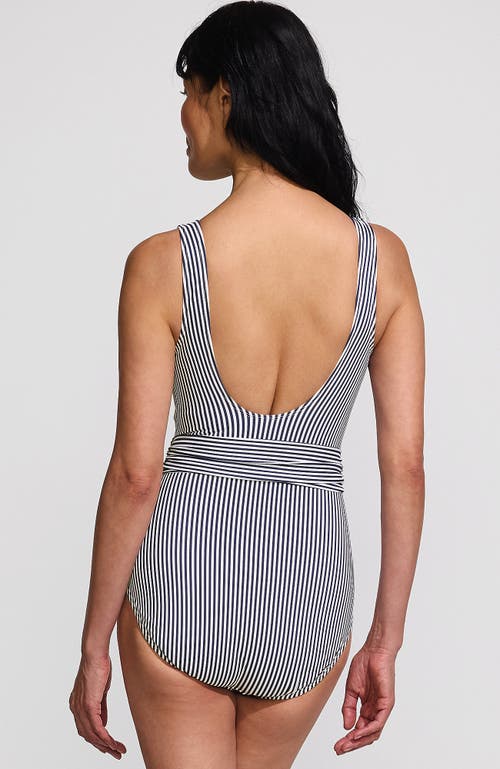 LANDS' END LANDS' END SLENDER SUIT BELTED SWEETHEART ONE PIECE