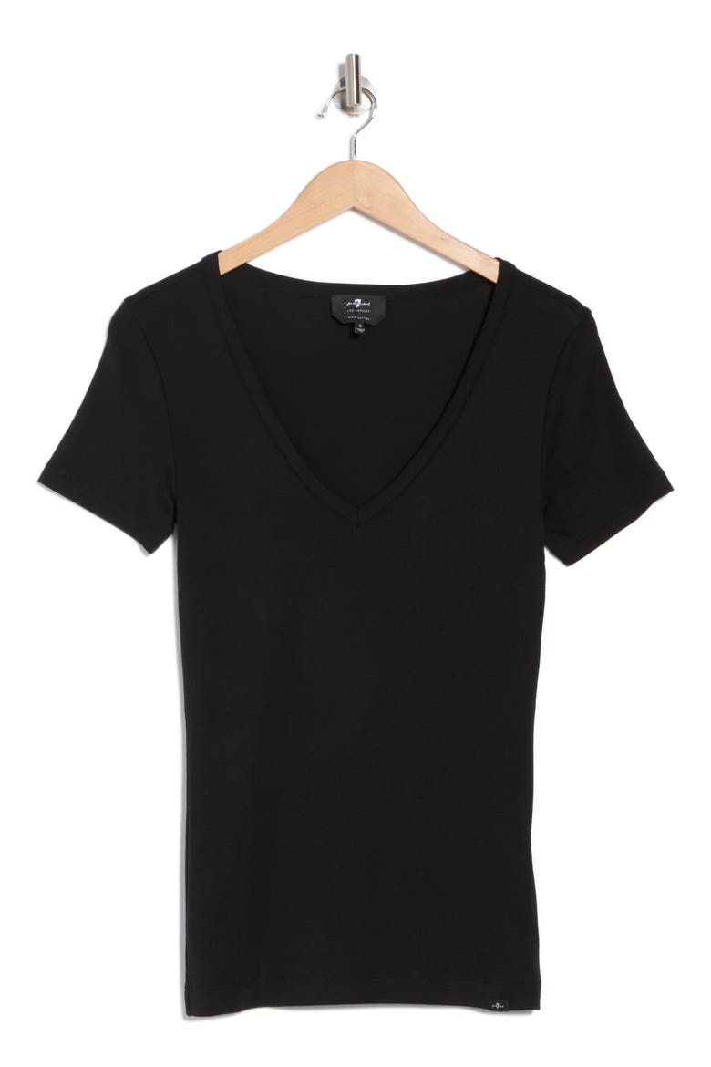 Cotton V-Neck T-Shirt, Alternate, color, BLACK