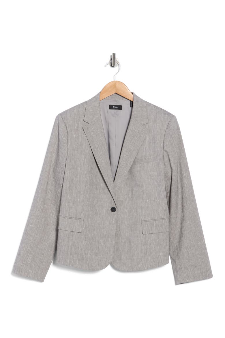 Shrunken Linen Blend Blazer, Main, color, GREY MELANGE