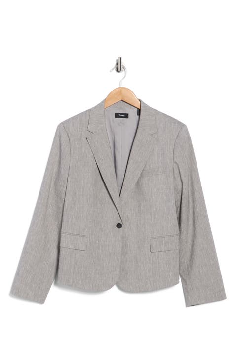 Shrunken Linen Blend Blazer