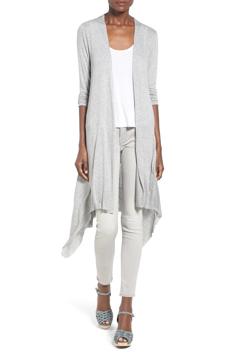 Drape Front Knit Cardigan, Main, color, GREY MEDIUM CHARCOAL HEATHER