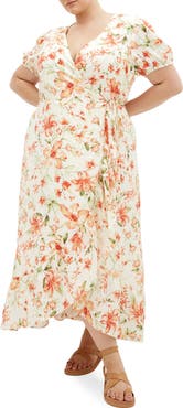 City Chic Sarina Floral Print Midi Wrap Dress