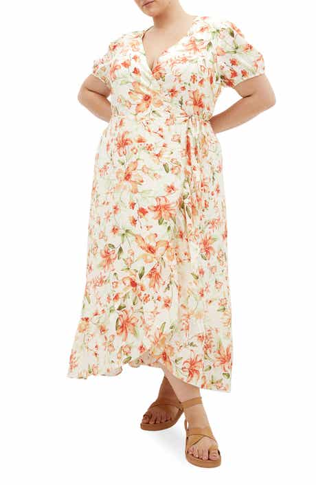 City Chic Sarina Floral Print Midi Wrap Dress