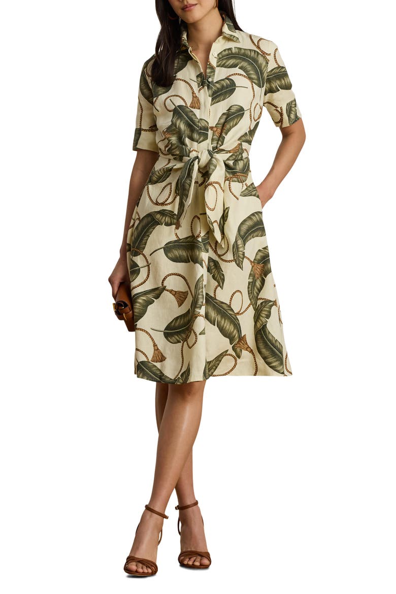 Short Sleeve Shirtdress, Main, color, CREAM/ MULTI
