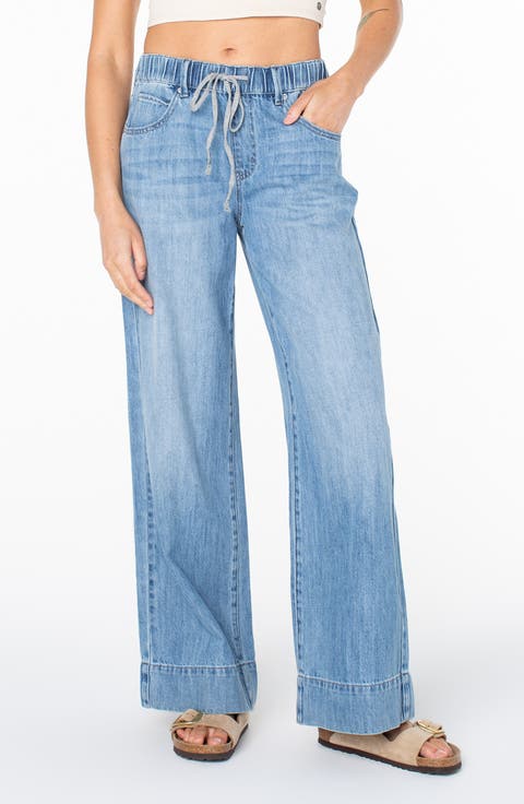 Finley Wide Leg Drawstring Jeans (Zone Out)