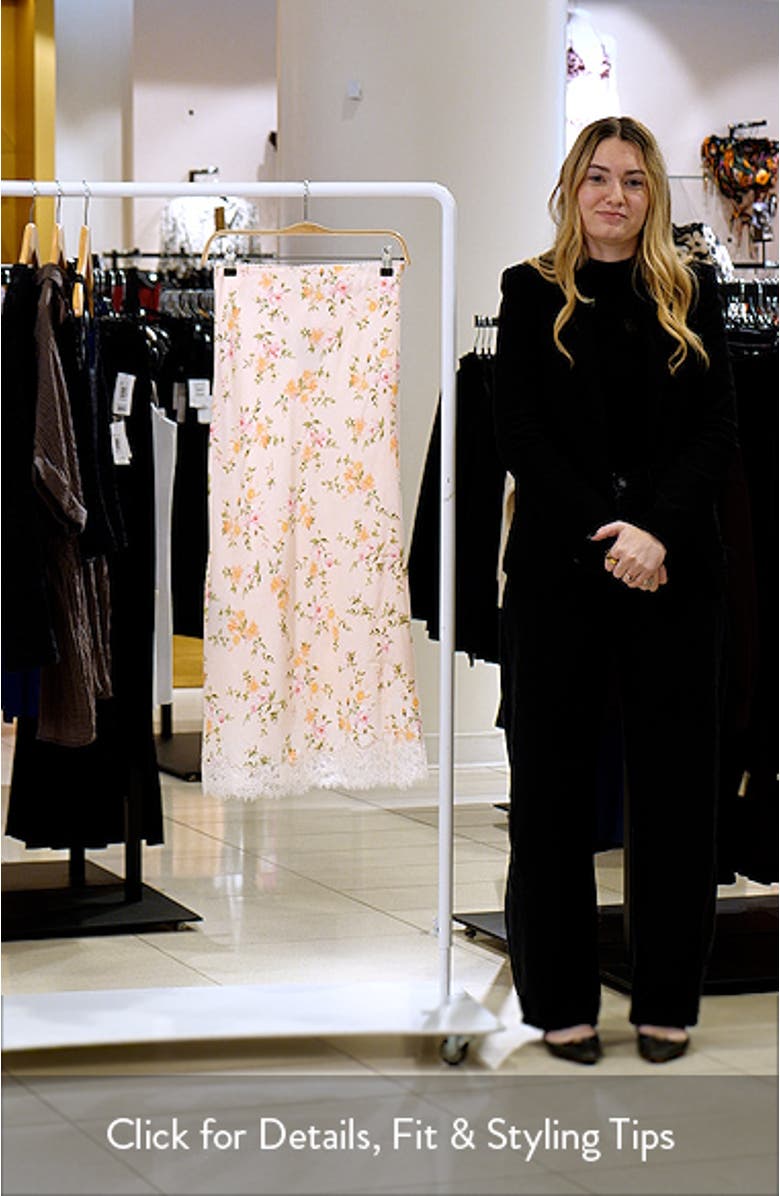 Christy Floral Lace Trim A-Line Midi Skirt, sales video thumbnail