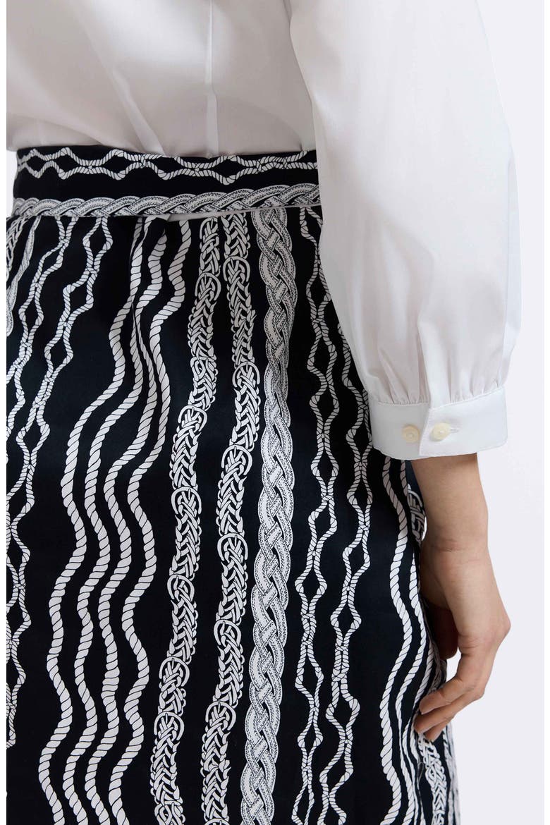 Esther Belted Braid Print Shirtdress, Alternate, color, WHITE/ BLACK