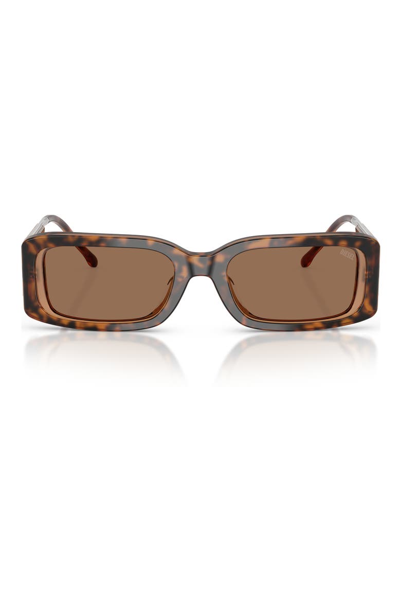 53mm Rectangular Sunglasses, Main, color, BILAYER HAVANA / DARK BROWN