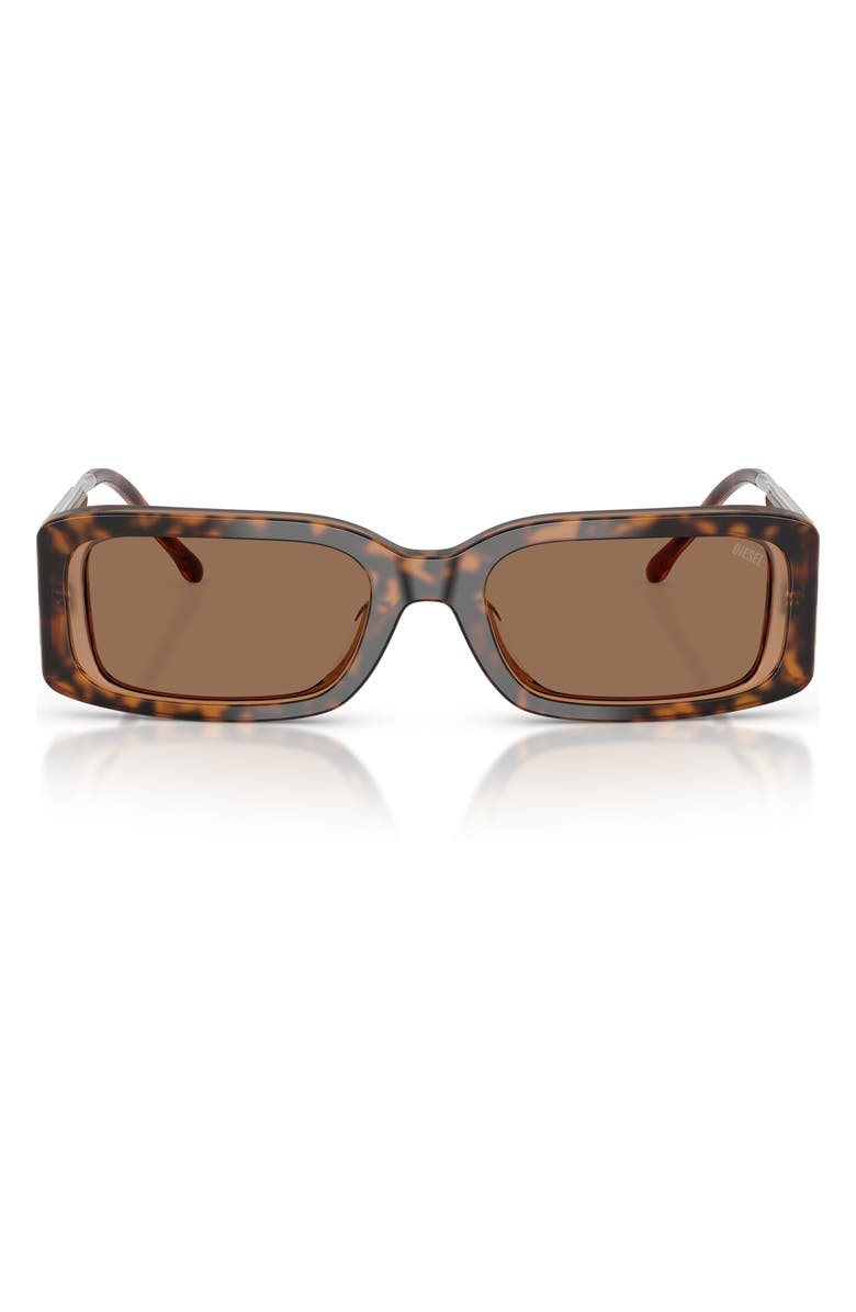 DIESEL<sup>®</sup> 53mm Rectangular Sunglasses, Main, color, Bilayer Havana / Dark Brown