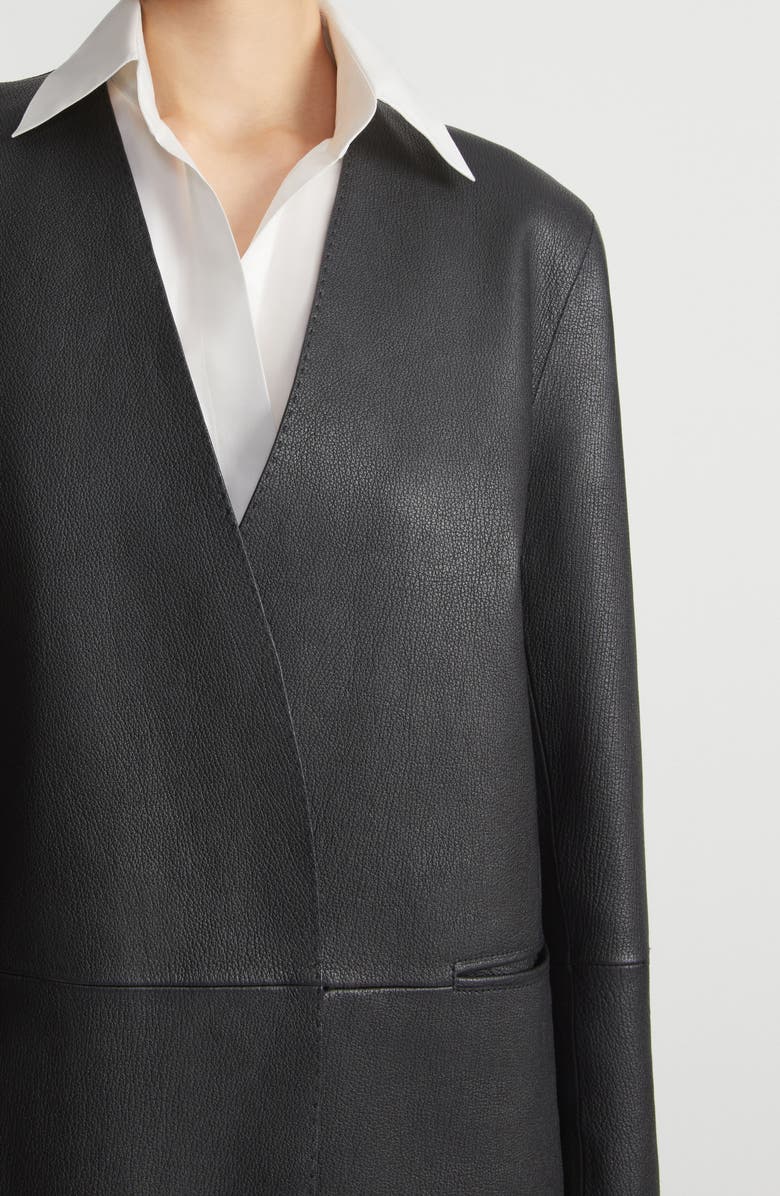 Lafayette 148 New York V-Neck Lambskin Leather Coat, Alternate, color, 