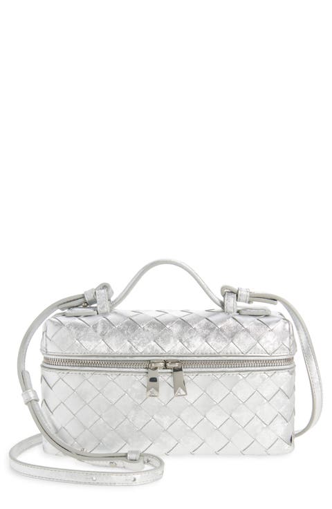 Bang Bang Intrecciato Metallic Leather Crossbody Vanity Case