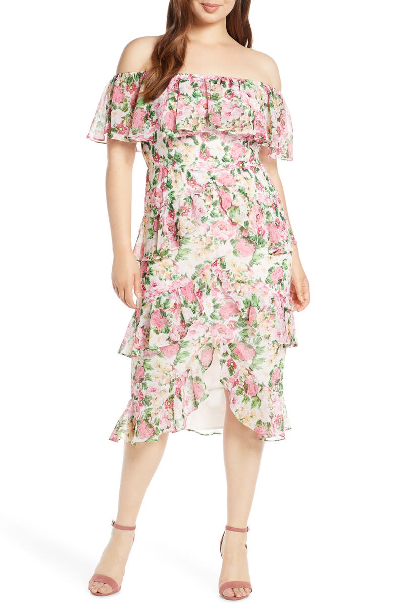 WAYF Off the Shoulder Midi Dress, Alternate, color,