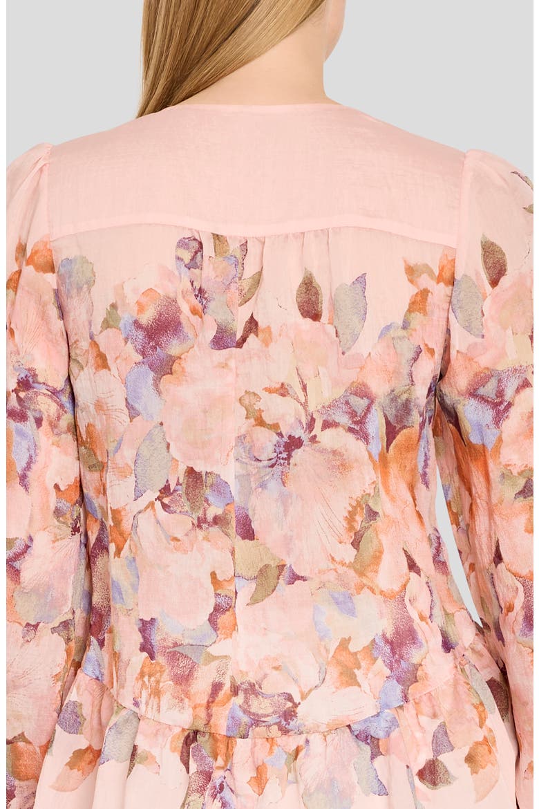 Floral Print Peplum Chiffon Top, Alternate, color, TEA ROSE MULTI