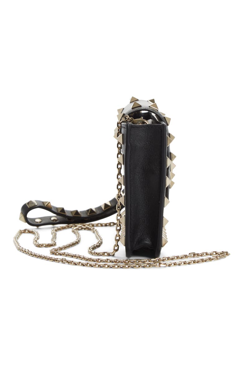 Rockstud Leather Smartphone Case, Alternate, color, BLACK