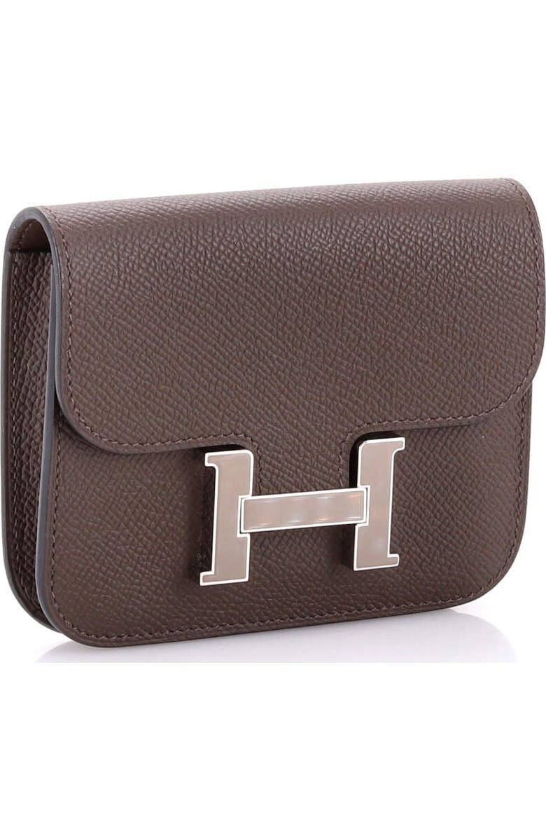 Pre-Owned Hermes Constance Slim Wallet Epsom, Alternate, color, Ecorce