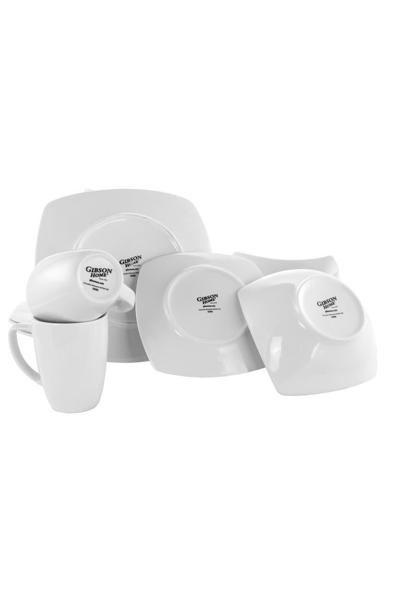 Gibson Zen Buffetware 16 piece Square Dinnerware Set, Alternate, color, White