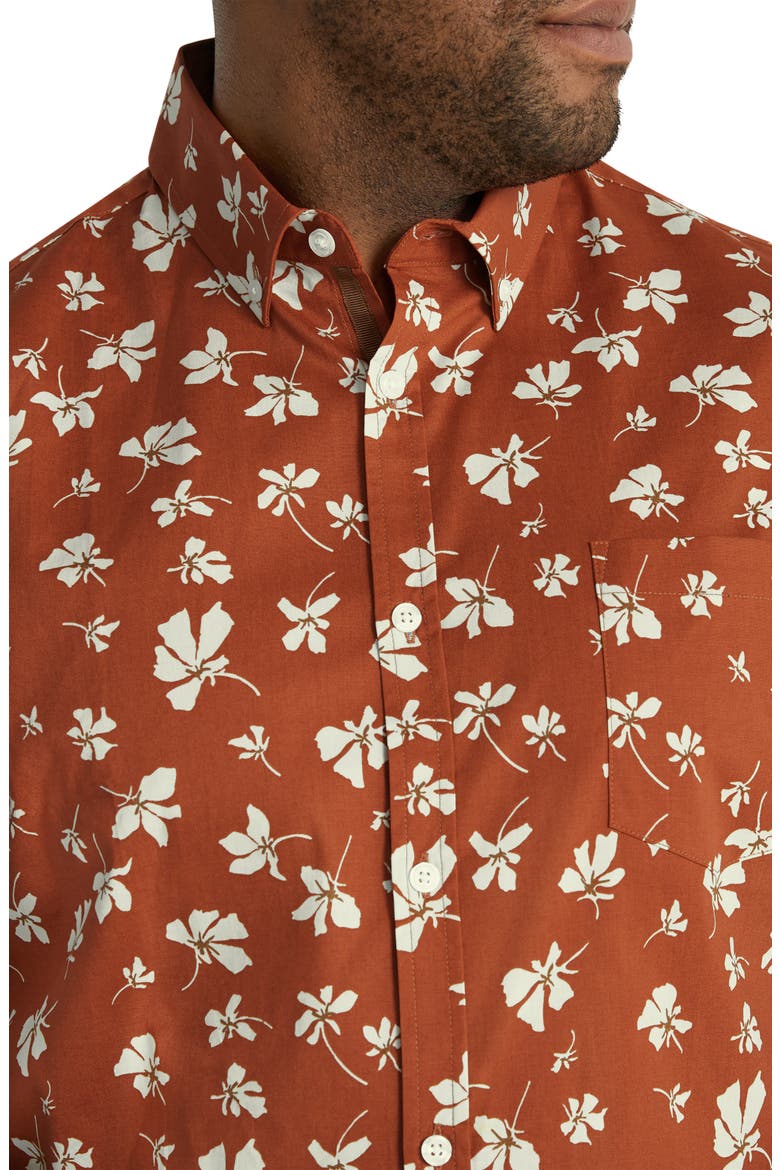 Tyler Floral Stretch Short Sleeve Button-Down Shirt, Alternate, color, RUST