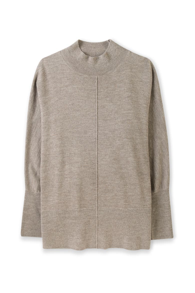 Drape Funnel Neck Sweater, Alternate, color, UNDYED BISCUIT
