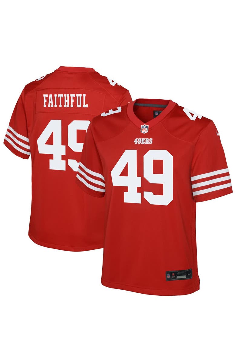 Nike Youth Nike The Faithful Scarlet San Francisco 49ers Team Game Jersey, Main, color, Scarlet