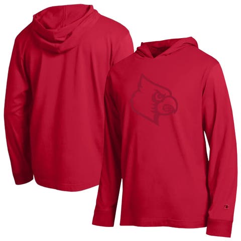 Men's Champion Red Louisville Cardinals Tonal All-Star Long Sleeve Hooded T-Shirt