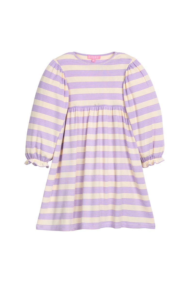 Kids' Striped Rugby Dress, Main, color, Lavender Multi Stripe