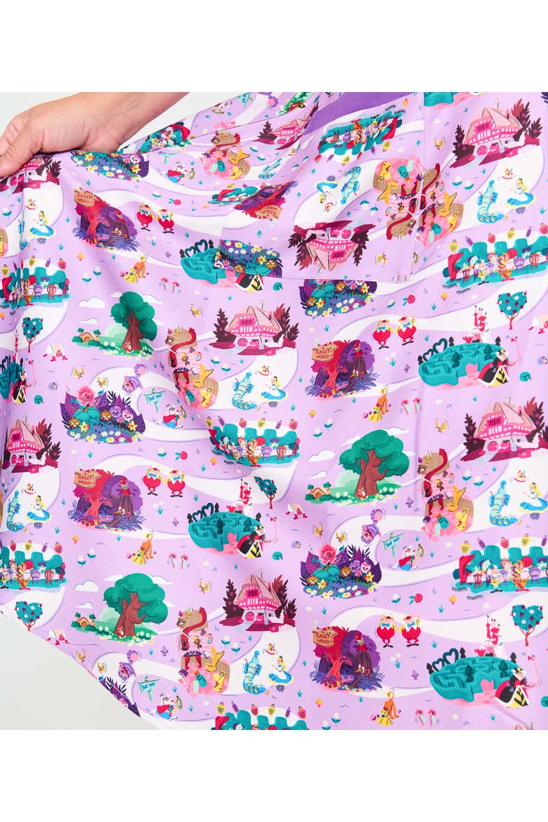 Plus Size 1950s Hedda Swing Dress, Alternate, color, Purple Wonderland Print